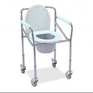 Height adjustable commode chair with wheels 